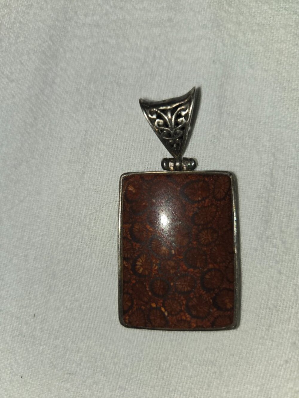 Fossil coral stone pendant